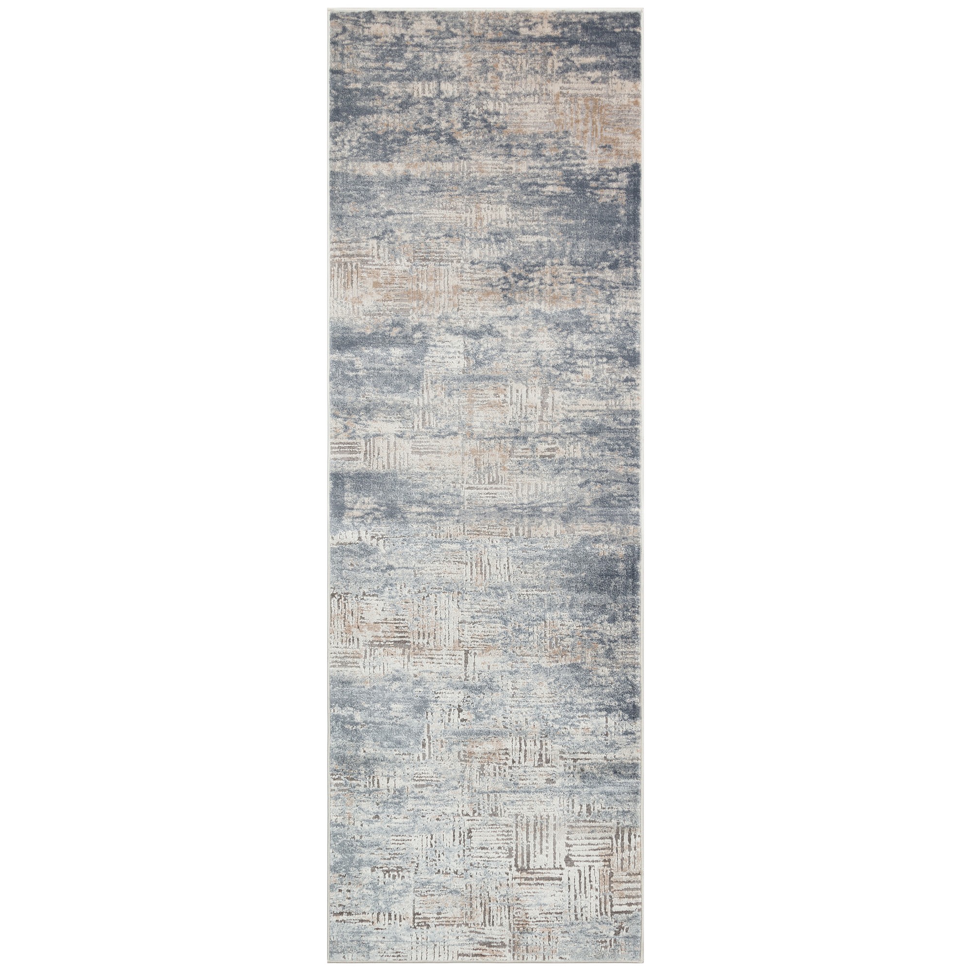 Luzon Abstract Runner Rugs By Concept Loom Luz805 In Blue Ivory